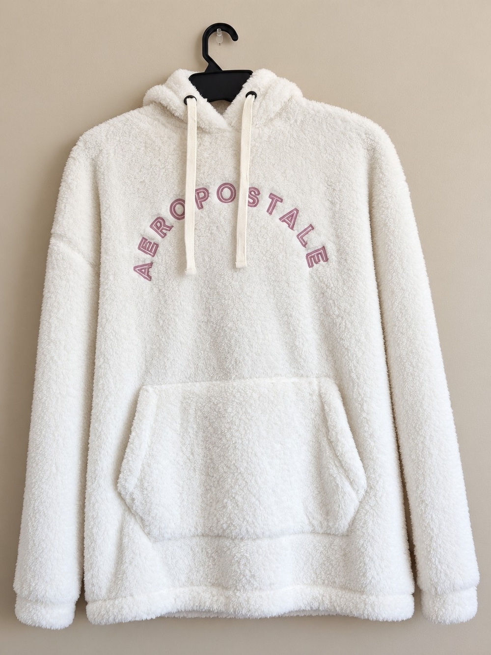 Aeropostale Cream Plush Hoodie Sweatshirt